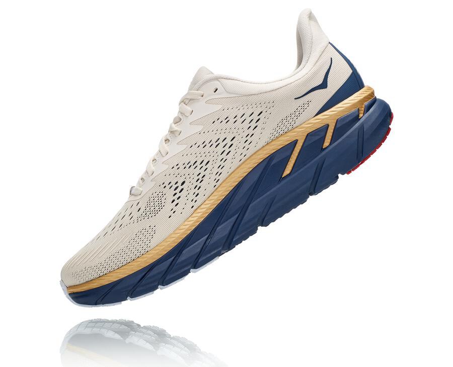 Hoka One One Koşu Ayakkabısı Erkek Beyaz/Mavi - Clifton 7 - EI4325961